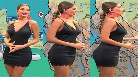 😍🍑🔥 Hermosa Anabel Angus 2020 💋 En Sexy Mini Vestido Negro Con Encaje Chica Del Clima Youtube