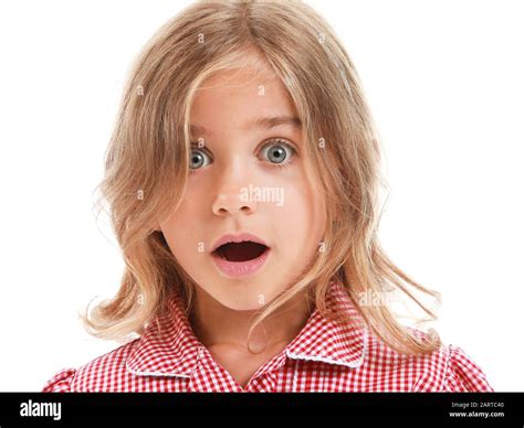 Surprised Little Girl On White Background Stock Photo Alamy