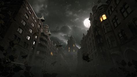 Horror Cityscapes Night Leaves Artwork Wallpapers Hd Desktop And