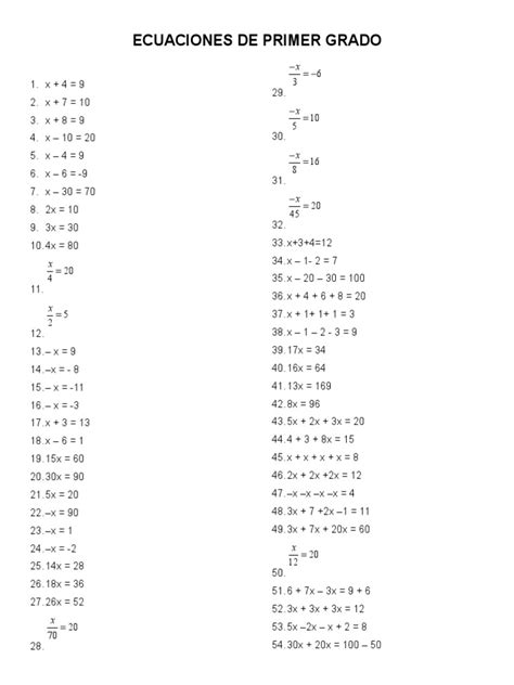 Ecuaciones De Primer Grado Pdf