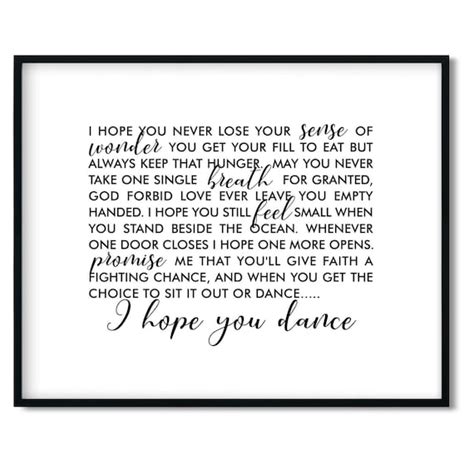 I Hope You Dance Quote I Hope You Dance Vintage Heart Song Lyric Quote Print Home Decor
