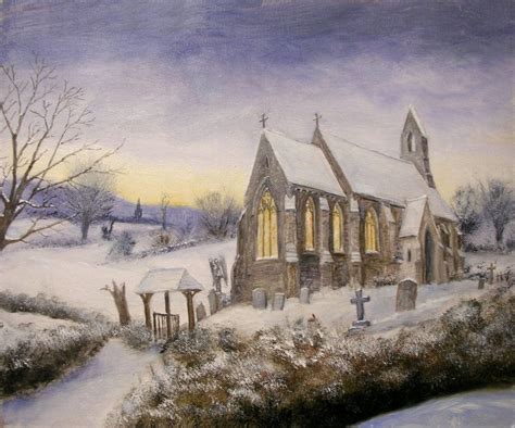 Winter Church Paintings Winter Scene With Church By Dashinvaine On