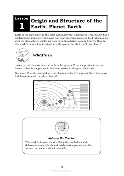 Earth And Life Science Module 1 Origin And Structure Of The Earth
