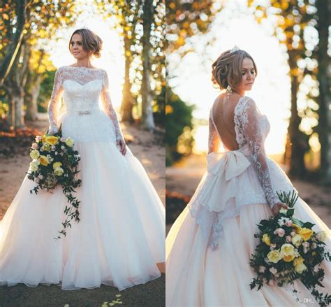 Discount Sexy Backless Wedding Dress 2017 Ball Gown Long Sleeve Lace