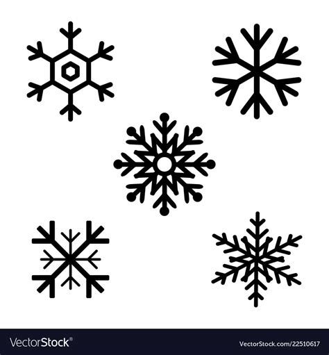 Set Black Snowflakes Icons Black Snowflake Vector Image