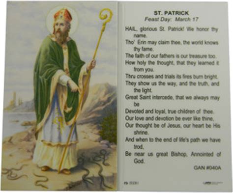 St Patrick Laminated Holy Card Our Daily Bread Catholic Ts
