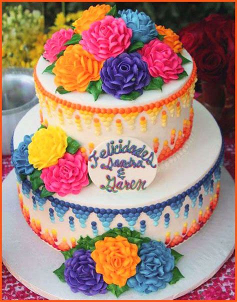 Mexican Fiesta Cake With Roses By Delicious Bakery Mexican Wedding