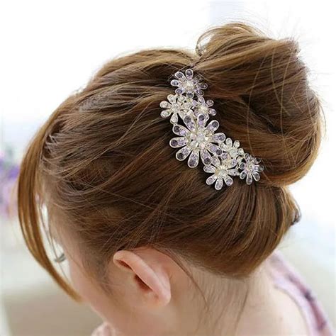 1pc fashion crystal flower hairpins metal hair clips for women female hairclips hair comb hair