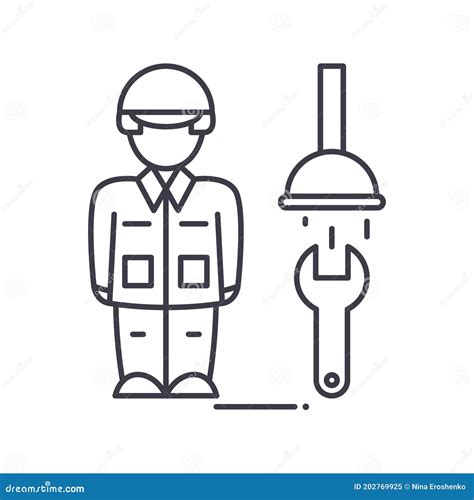 Plumber Business Icon Linear Isolated Illustration Thin Line Vector
