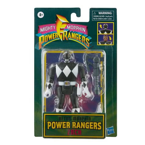 Power Rangers Retro Morphin Black Ranger Zack Fliphead Action Figure