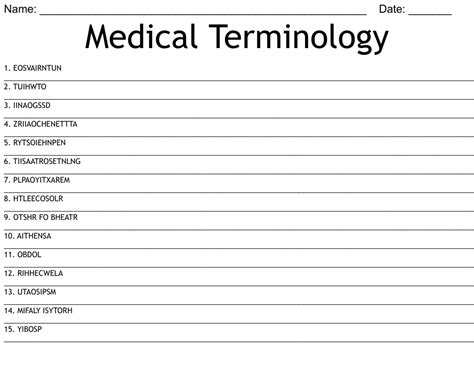 Medical Terminology Word Scramble Wordmint