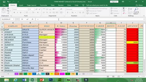 How To Work Salary Sheet In Ms Office Excel 2019 Youtube