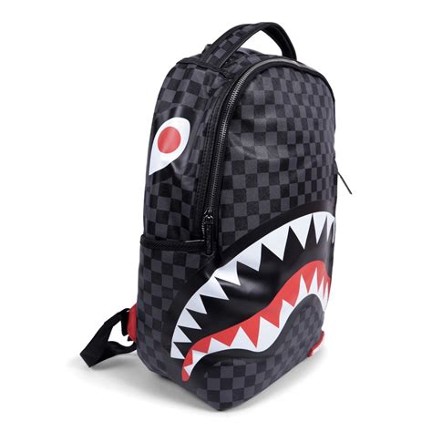 Sprayground Checkered Shark Backpack In Black And Grey Bambinifashioncom