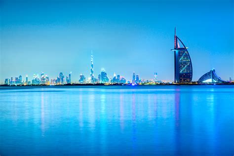 Burj Al Arab Hotel With Dubai Skyline Dubai Stock Photo Download
