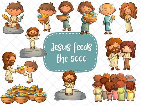 Jesus Feeds 5000 Bible Story Clipart Bible Characters Clipart Jesus