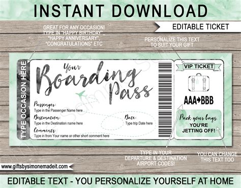 Free Printable Airline Ticket Template For Gift Read Iesanfelipe Edu Pe