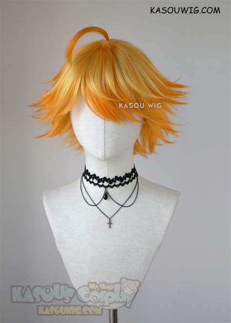 The Promised Neverland Emma Short Flippy Yellow Orange Ombre Cosplay Wig Cosplay Hair Cosplay