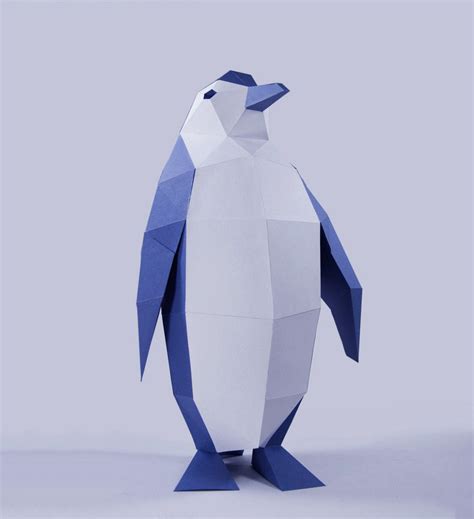 Penguin Papercraft Low Poly Download 3d Printable Pdf Template Paper