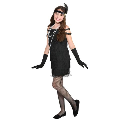 party city roaring 20s flapper girl halloween costume gatsby party black medium 8 10