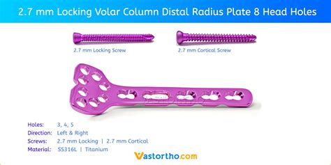 Mm Locking Volar Column Distal Radius Plate Head Holes
