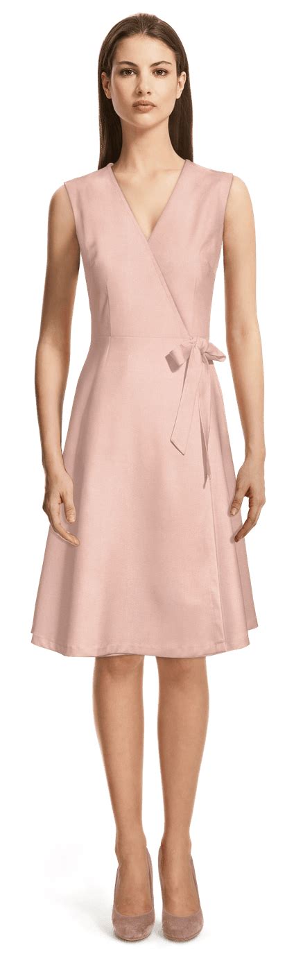 Blush Pink V Neck Wrap Dress Sumissura