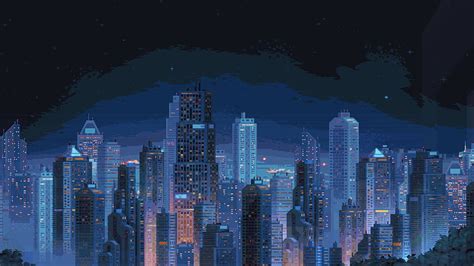 Pixel Art Cityscape Skyscrapers Retro Games Hd Wallpaper Peakpx