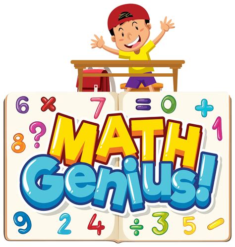 Word Math Genius With Boy And Numbers 1235310 Vector Art At Vecteezy