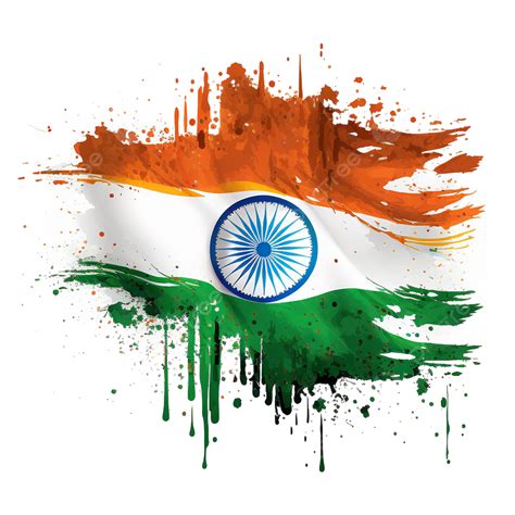 Indian Independence Day Artistic Brush Flag Clipart Transparent