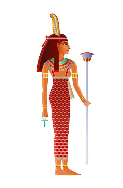 Maat Egyptian Goddess Deity With Ostrich Feather Ancient Egyptian God Illustration Premium