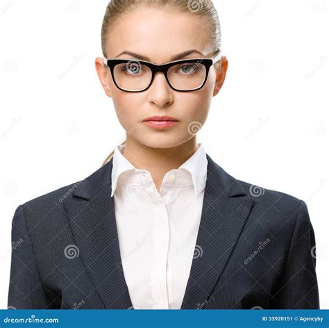 Front View Of Businesswoman In Glasses Stock Image Image Of Front Lifestyle 33920151