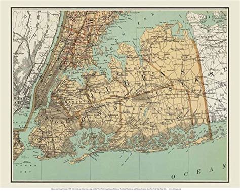 Queens And Kings Counties 1895 Map New York Custom Reprint