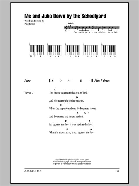 Simon And Garfunkel Me And Julio Down By The Schoolyard Sheet Music