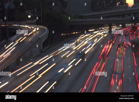 Traffic Downtown Los Angeles California Stock Photo Alamy