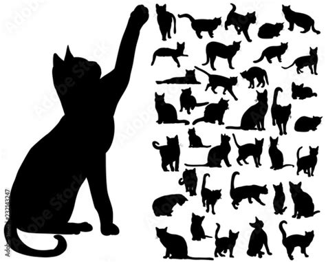 Vector Isolated Silhouette Cat Set Buy This Stock Vector And Explore