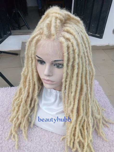 Blonde Faux Locs Braid Wig Black Woman Lace Front Closure Etsy