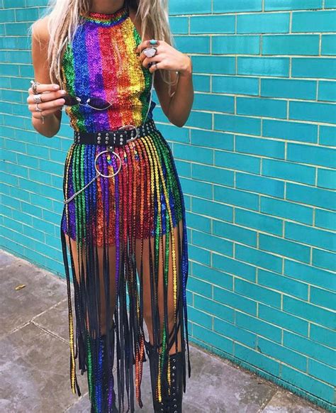 Dream In Rainbow Sequin Tassel Top In 2020 Rave Outfits Pride Outfit