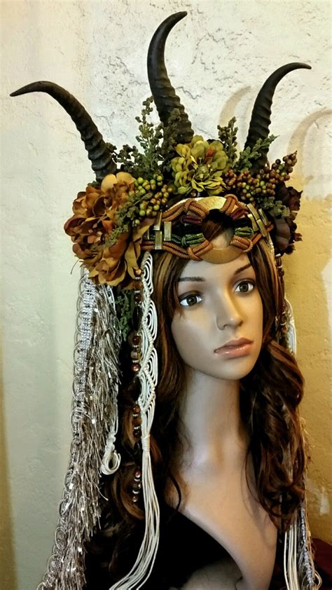 Forest Druid Goddess Trinity Tribal Barbarian Headdress With Etsy