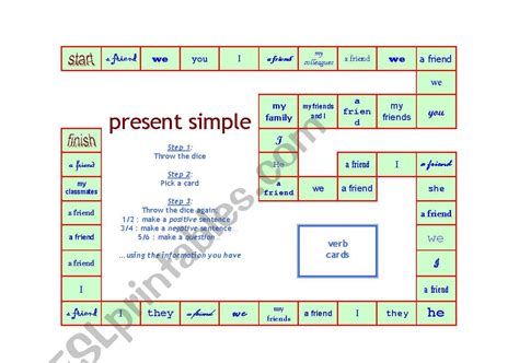 Present Simple Board Game Esl Worksheet By Roy Piepers