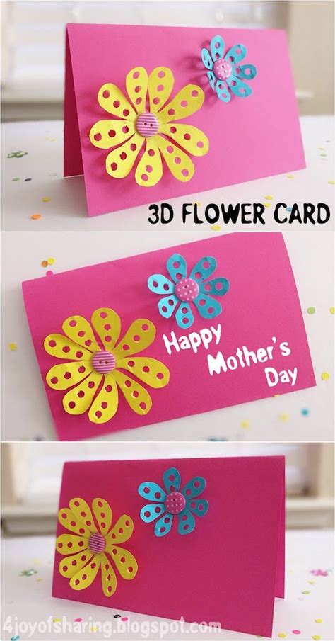 Diy Mothers Day 3d Flower Card The Joy Of Sharing