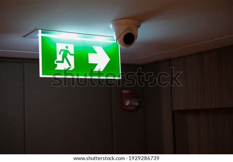 Emergency Exit Sign Corridor Building Green Stock Photo Edit Now
