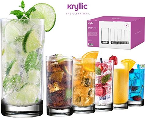 Kryllic Reusable Plastic Cups Plastic Tumblers Acrylic Cups For Kitchen 16oz Clear Highball