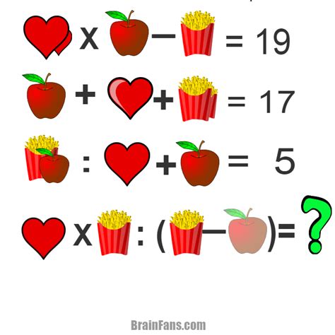 Brain Teaser Number And Math Puzzle Hearts Apple And Popcorn