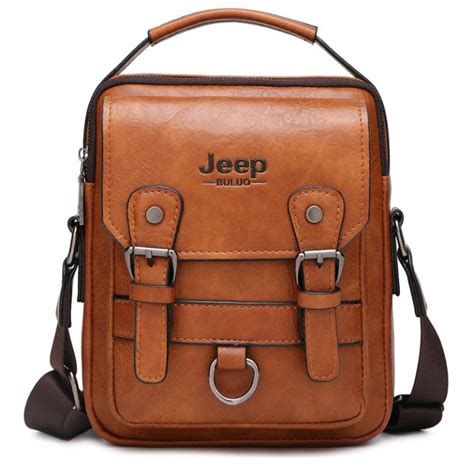 Jeep Buluo Mans Crossbody Shoulder Bag Large Capacity Split Leather