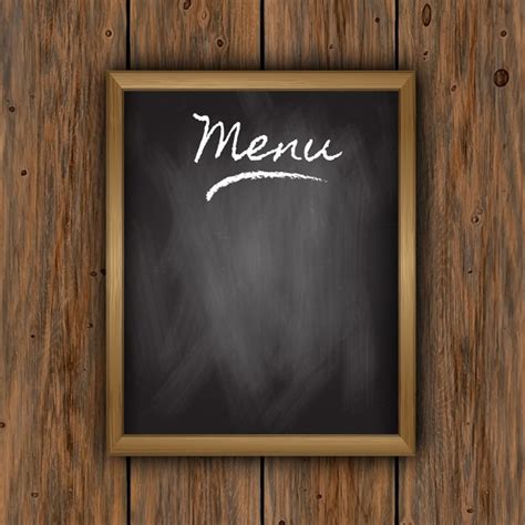 Chalkboard Menu On A Wooden Background Vector Free Download