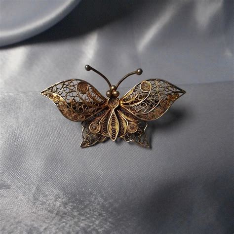 Vintage 800 Silver Filigree Butterfly Brooch From Eleanorslegacy On