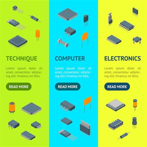 Premium Vector Microchip Computer Electronic Components Banner