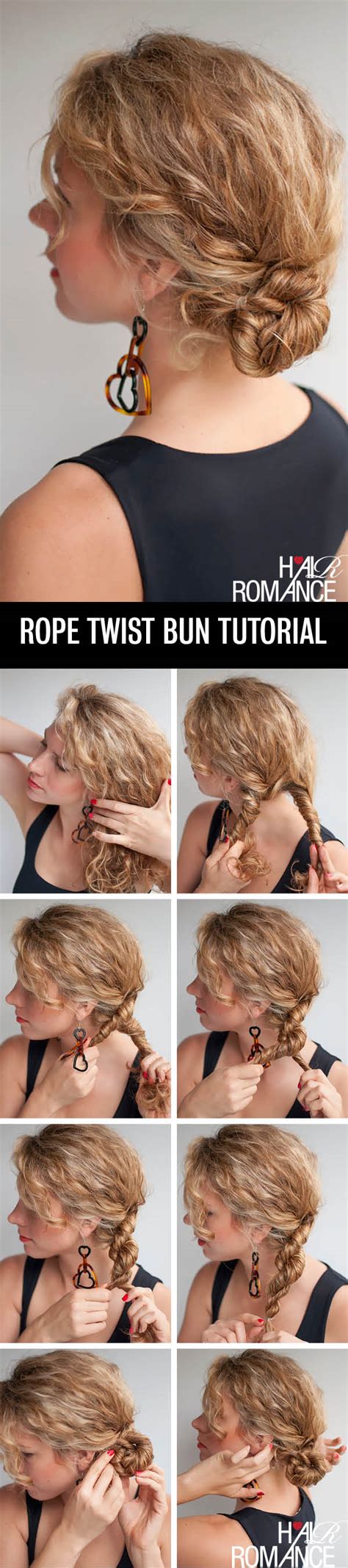 Rope Twist Bun Hairstyle Tutorial In Curly Hair Hair Romance