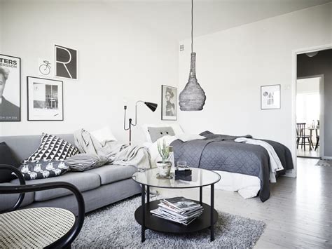 Grey And White Studio Apartment Interior Design Apartment Small