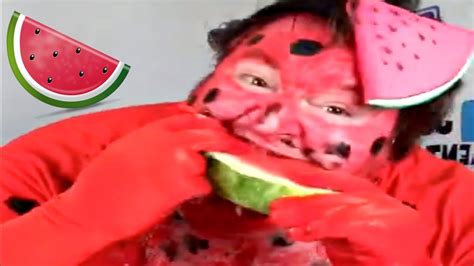 Eating Watermelon Dressed As A Giant Watermelon Youtube
