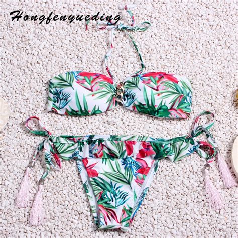 Buy Hongfenyueding Swimsuit Push Up Floral Brazilian